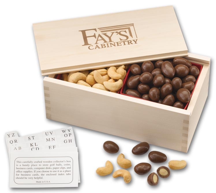 Chocolate Almonds & Cashews In a Wooden Collector's Box