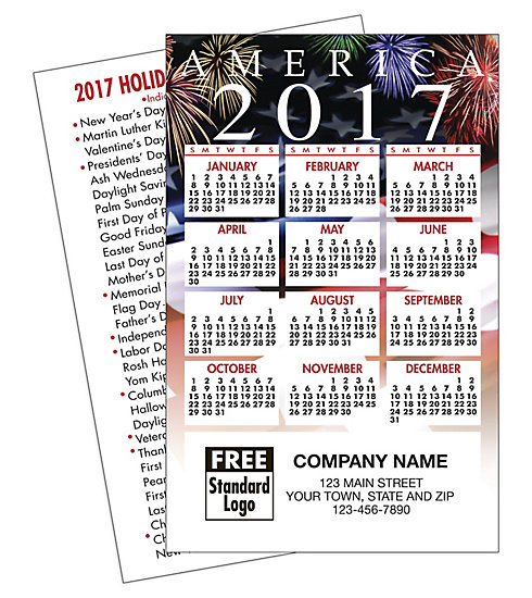 Show your customers you put America first every day when you give them a customized 2017 patriotic wallet calendar. 