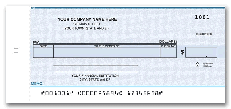 These personal sized One- Write Checks allow you to print your company and financial institution info.