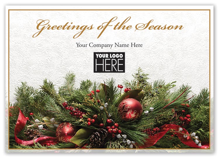 Send the warmest of greetings with this card that allows you to print your logo on the front.