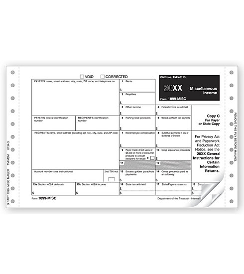 TF8134 - Continuous 1099-MISC Form - Miscellaneous Income, Self-Mailer