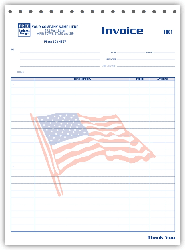 209FLG - Patriotic Job Invoices Printing