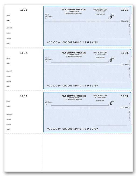 These handy business checks are perfect for paying any bills. They come with detachable side stubs.  