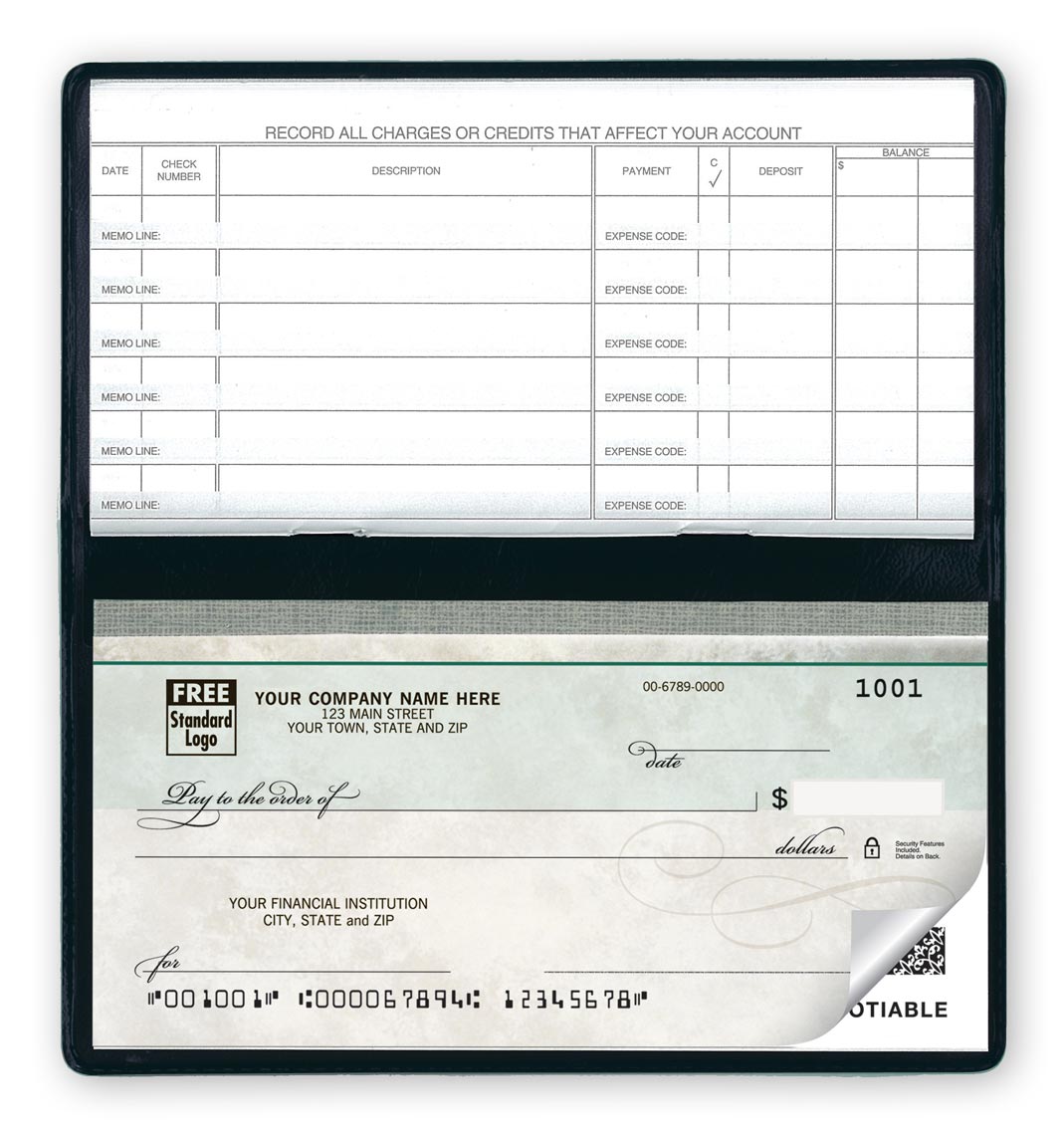 51200N - Compact Size Duplicate Checks, Green Marble Design