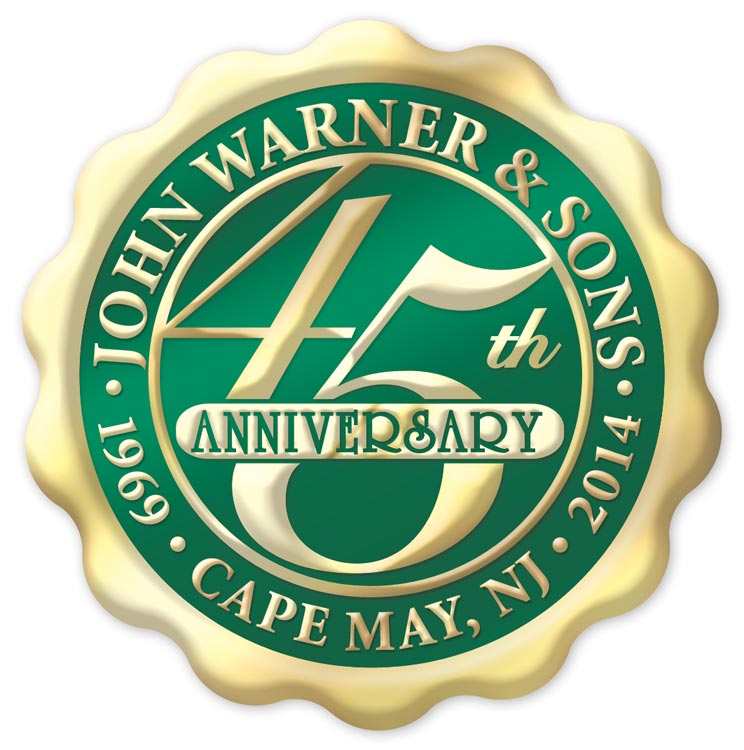 Circle anniversary foil labels available in gold, silver or bronze.