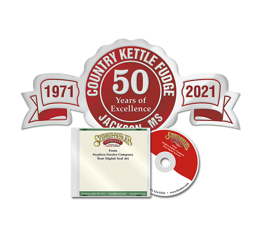 Digital version of foil labels with anniversary years on each side. Available in gold foil, silver foil or bronze.