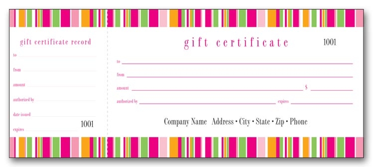 These lively gift certificate books are perfect for any small business. 