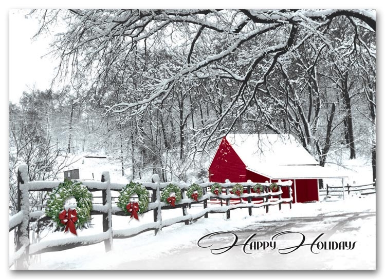 H59408 - Wreath Holiday Cards - Cozy In The Country