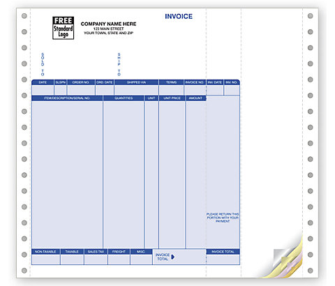 Classic invoices have generous open format with room for lots of details - including quantities ordered & shipped, back-order