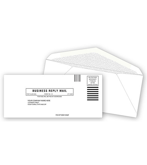 Custom printed number 9 return envelopes with your business information.