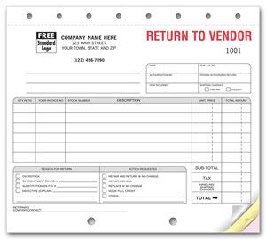 Merchandise Return Forms - Return to Vendor Forms