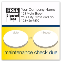 Square static cling auto maintence labels