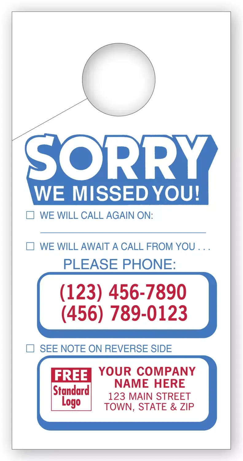 Door Hangers "Sorry we Missed You"