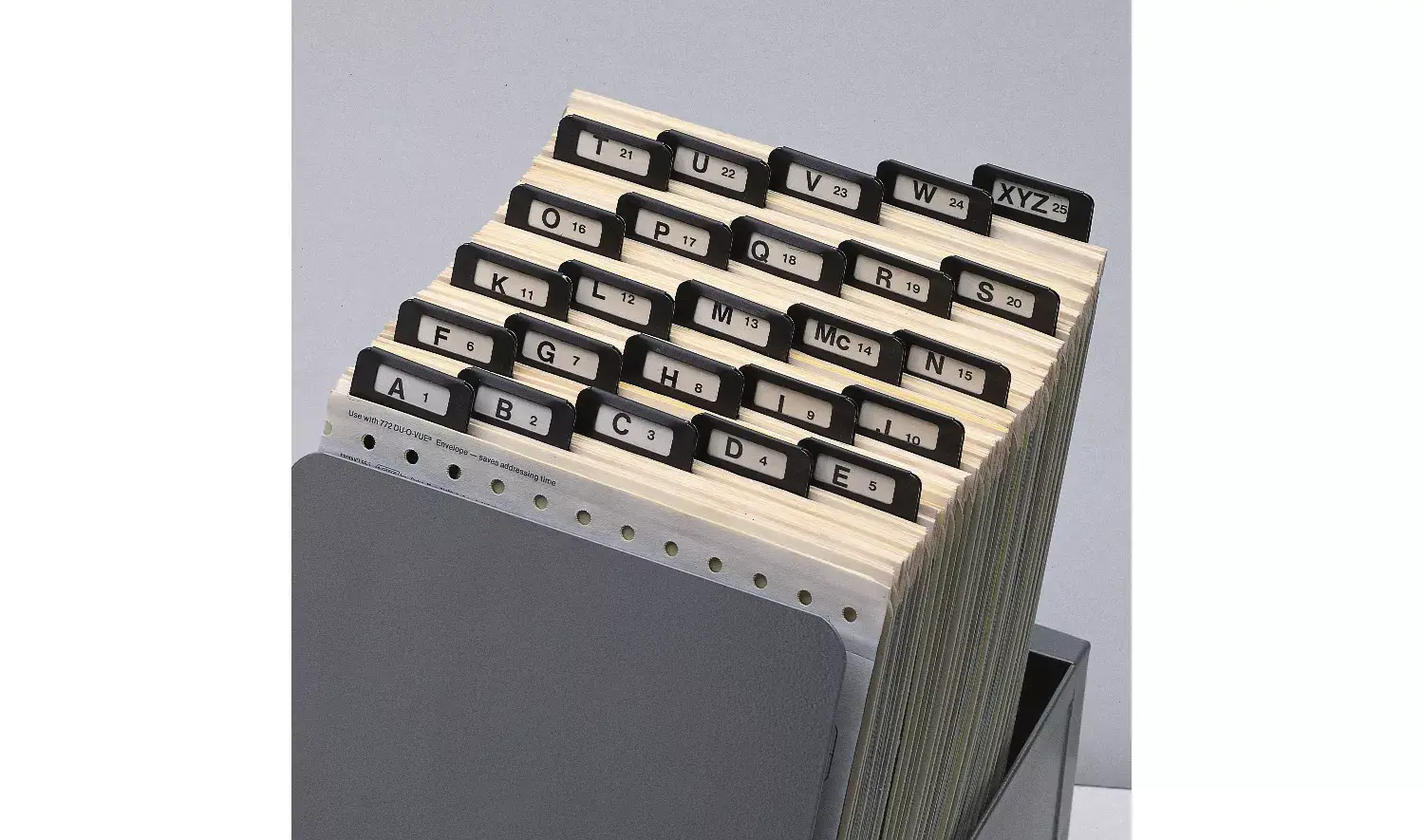Set of A-Z alphabetical index guides made of sturdy pressboard with durable metal tabs