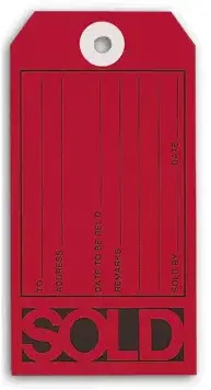 Red Sold Tags, Fluorescent