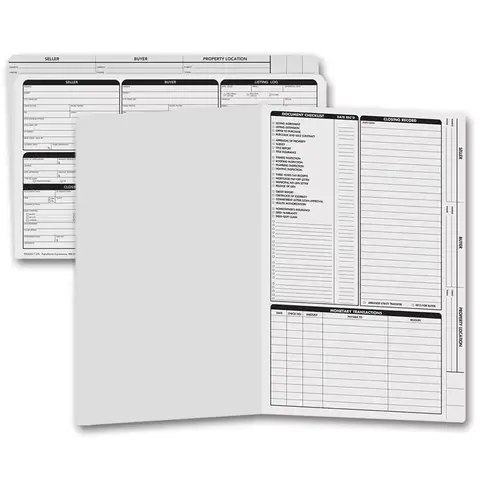 Legal size gray real estate listing folders