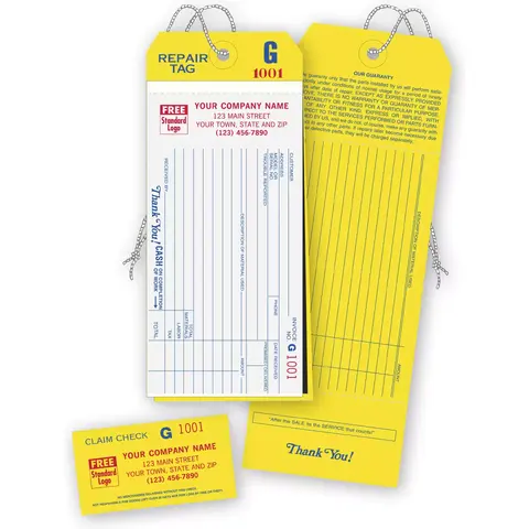 4-in-1 Carbon Copy Repair Tags with Claim Checks