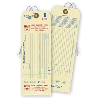 Repair Tags with Detachable Claim Check