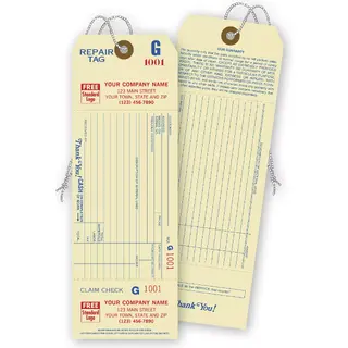 Repair Tags with Detachable Claim Check