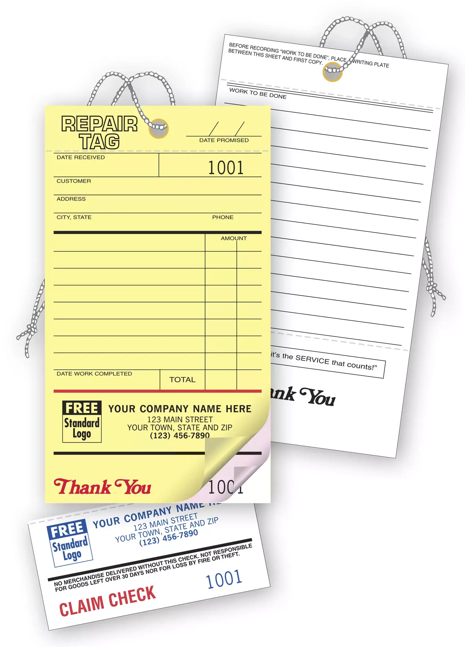 Repair Tags & Invoice With Claim Check