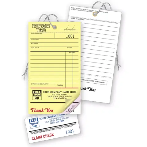 Repair Tags & Invoice With Claim Check
