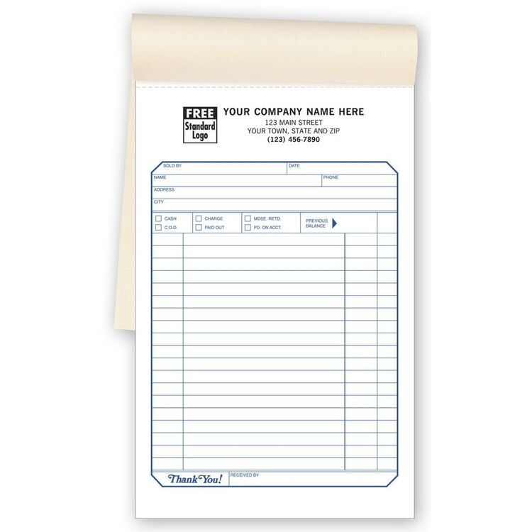 Sales Receipt Pads, Carbon Copy