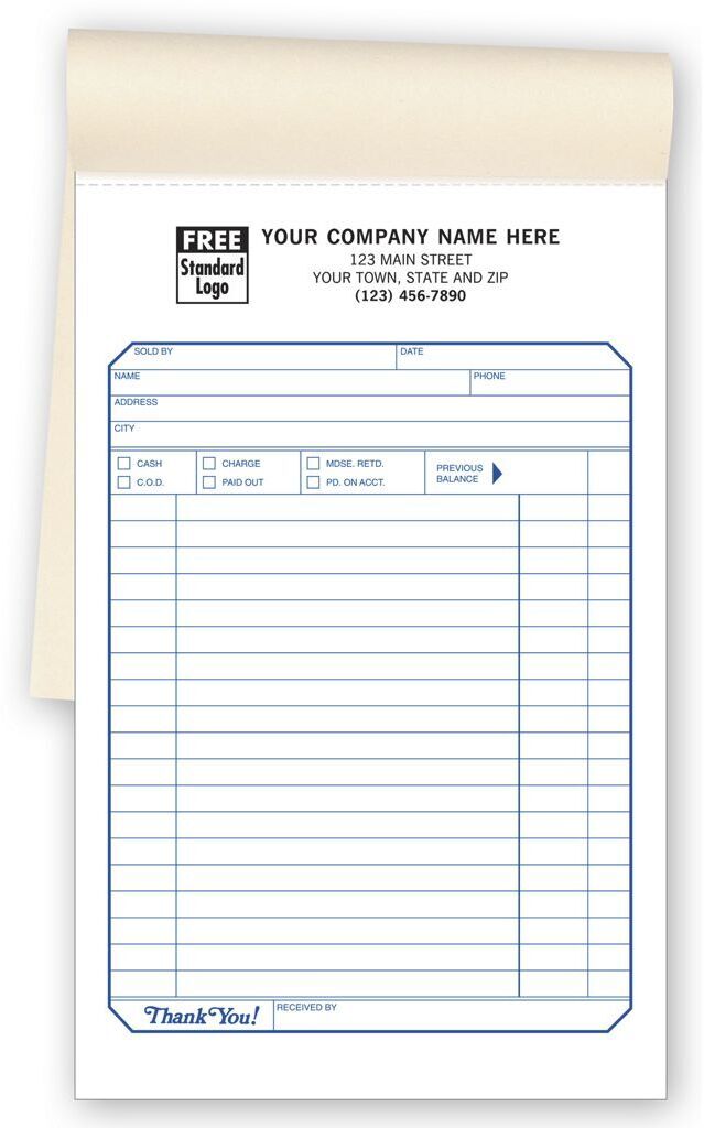 Sales Receipt Pads, Carbon Copy