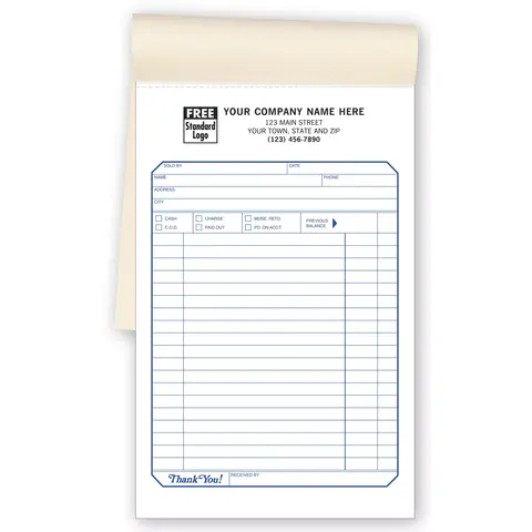 Sales Receipt Pads, Carbon Copy