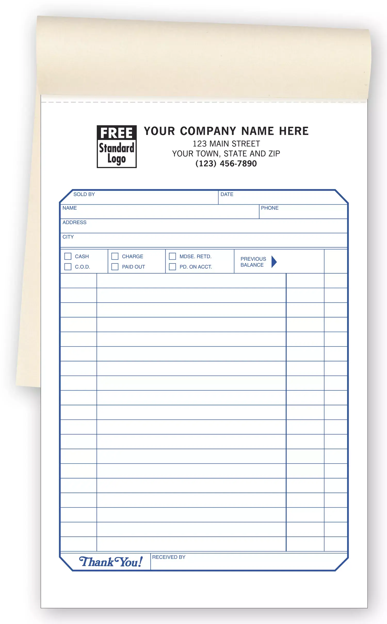 Sales Receipt Pads, Carbon Copy
