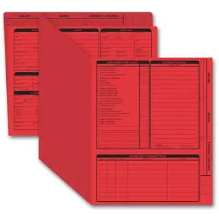 Red real estate listing folders