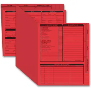Red real estate listing folders