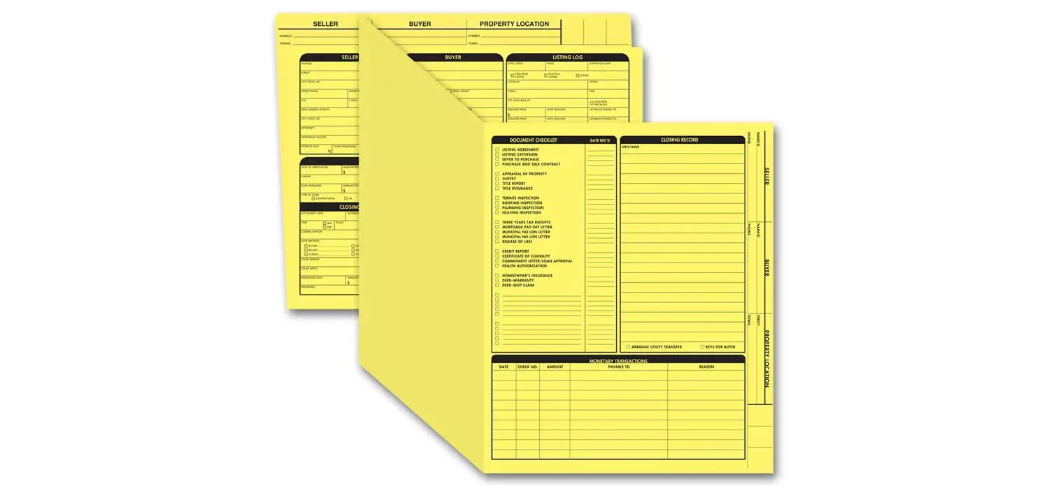 Yellow real estate folders