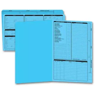 Blue legal size real estate listing folders