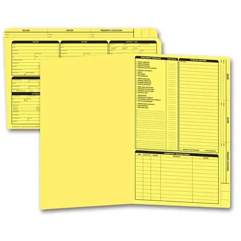 Yellow real estate listing folders