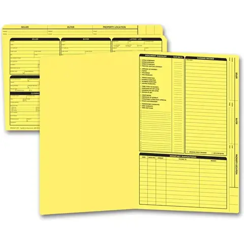 Yellow real estate listing folders