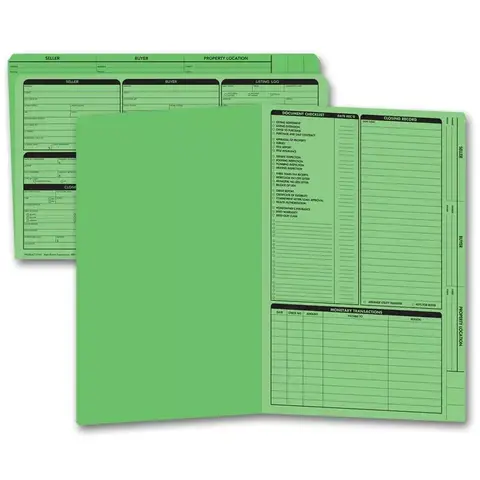 Green real estate listing folders