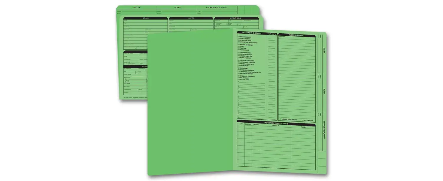 Green real estate listing folders
