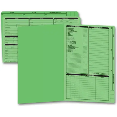 Green real estate listing folders