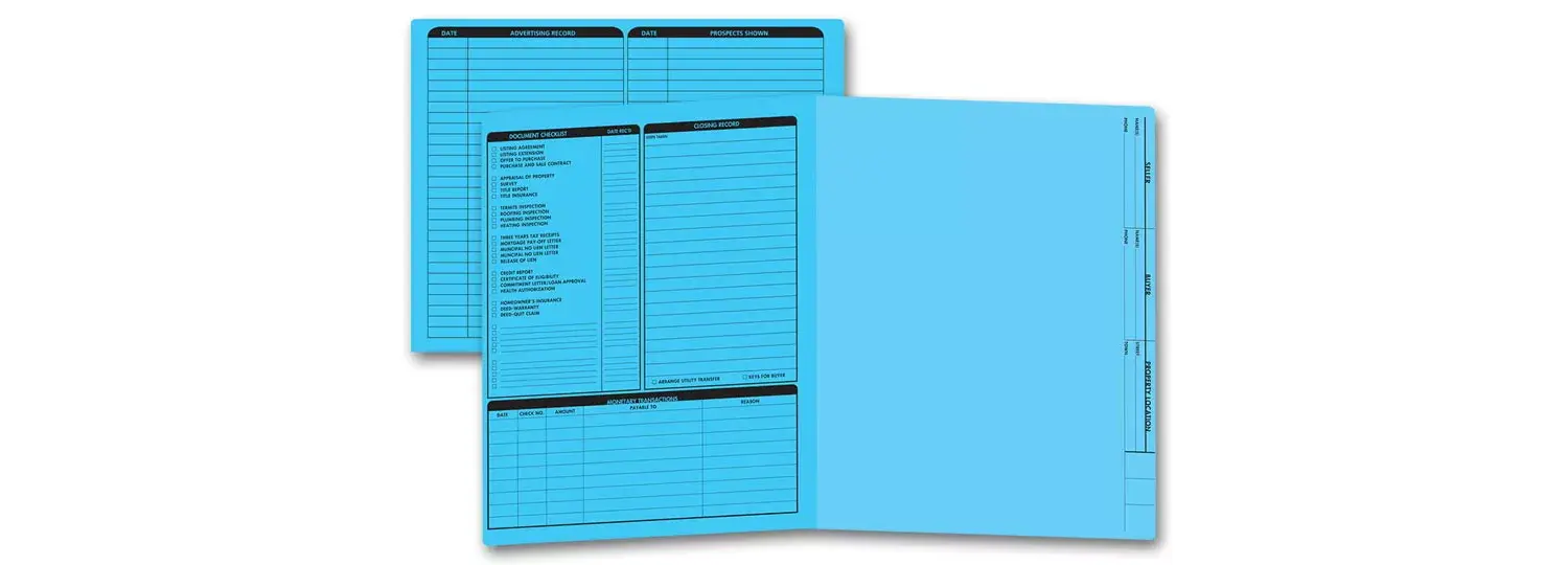 Blue real estate folders
