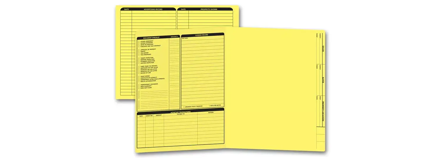 Yellow real estate folders