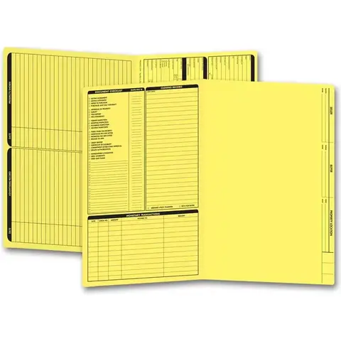 Yellow real estate folders, legal size