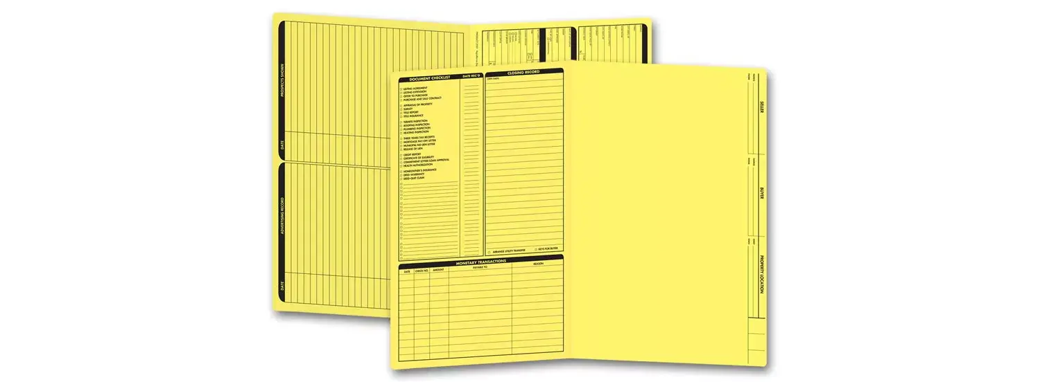 Yellow real estate folders, legal size
