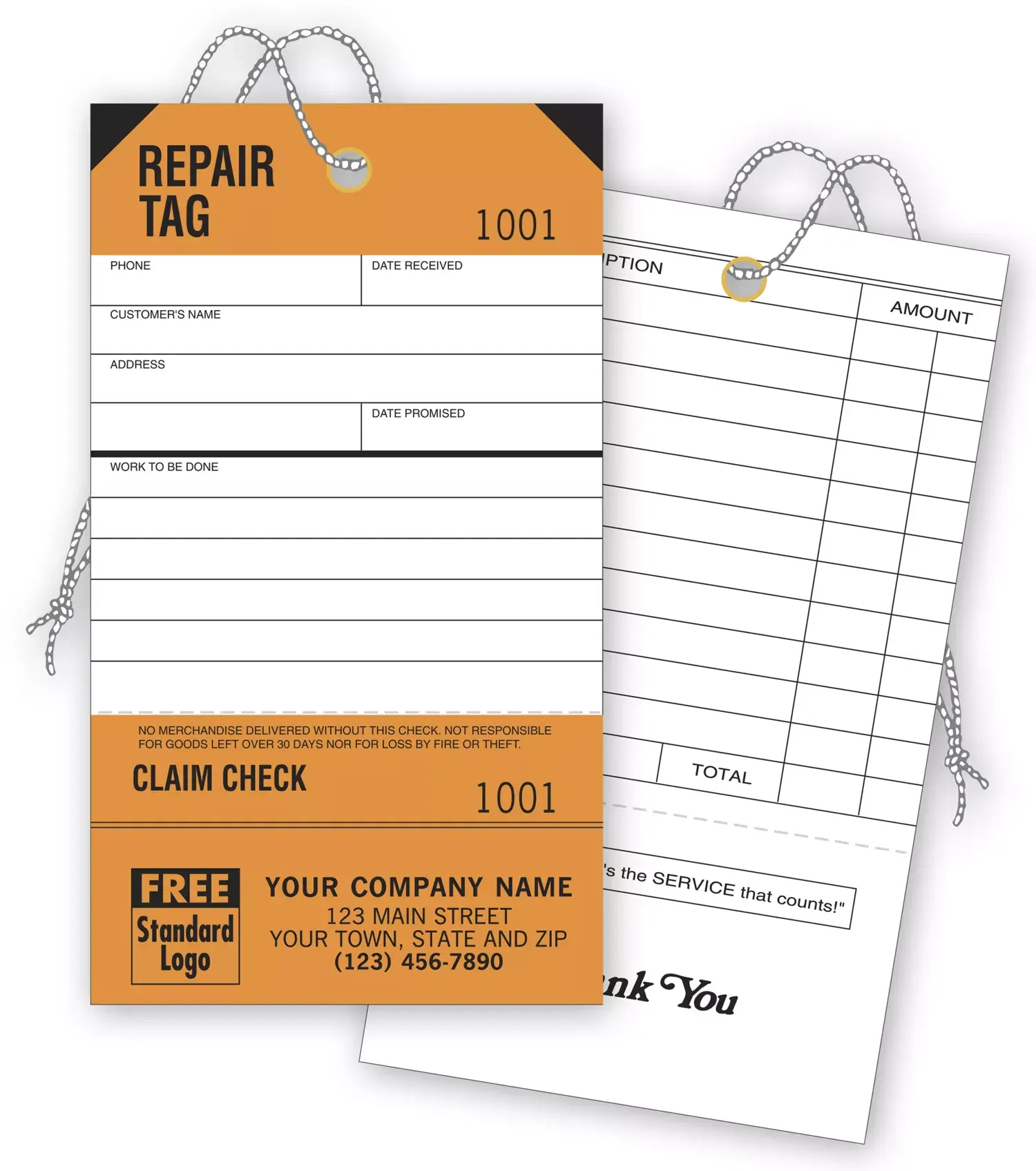 Bright Orange Repair Tags