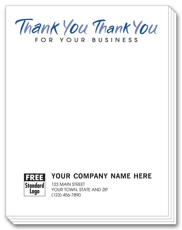 Personalized Notepad - Thank You for your Business Printed on Top