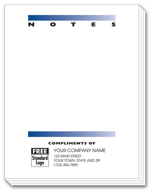Small custom business pad with the word "Notes" printed at the top