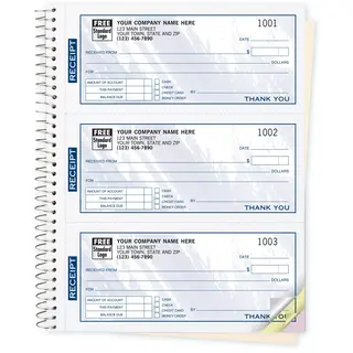 Custom Receipts - Colored- Spiral Bound