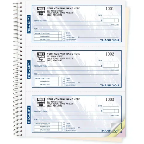 Custom Receipts - Colored- Spiral Bound