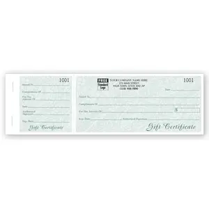 Custom Gift Certificate Books -Vineyard