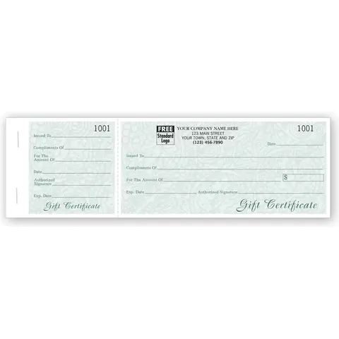 Custom Gift Certificate Books -Vineyard