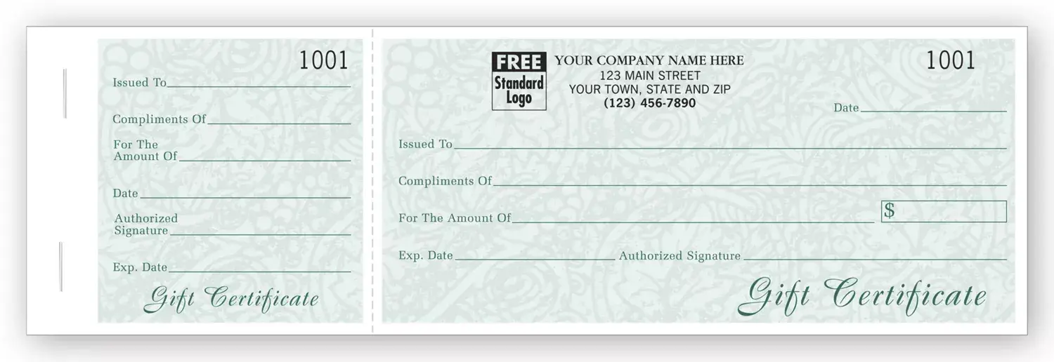 Custom Gift Certificate Books -Vineyard